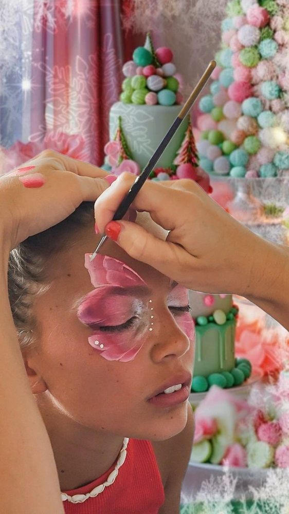 Butterfly face painting at a birthday celebration